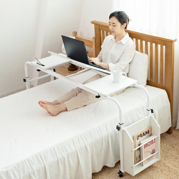 이동식 바퀴달린 침대 베드 테이블 책상 위 옆 침대용 높낮이조절 80x40